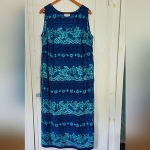 Hawaiian Print Sheath 90's Tank Dress